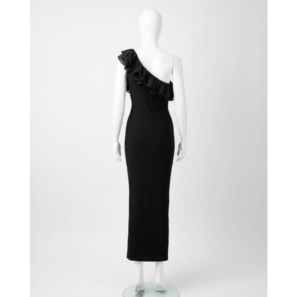 Hervé Léger Asymmetrical Ruffle Gown in Black Size S - Picture 6 of 8